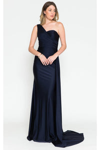Amelia Couture 387 One Shoulder Prom Stretchy Evening Gown