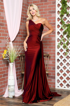 Burgundy Bridesmaid Dresses-Inexpensive Amelia Couture 387 One Shoulder