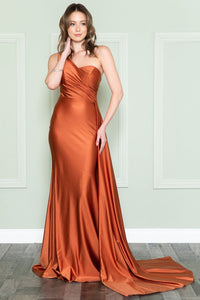 Prom Stretchy Evening Gown - BURN ORANGE / 4