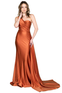 Prom Stretchy Evening Gown - BURN ORANGE / 4