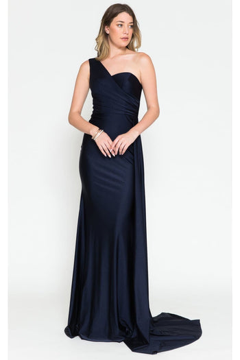 Amelia Couture 387 One Shoulder Prom Stretchy Evening Gown