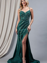Amelia Couture 397 Glitter Rhinestone Stretchy Red Carpet Prom Gown