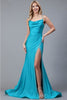 Amelia Couture 399 Strappy Backless Glitter Stretchy Prom Evening Gown - AQUA / 2 - Dress