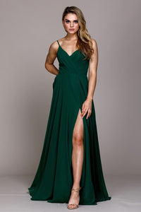Simple Chiffon Bridesmaids Dress - LAA477 - Green / 2