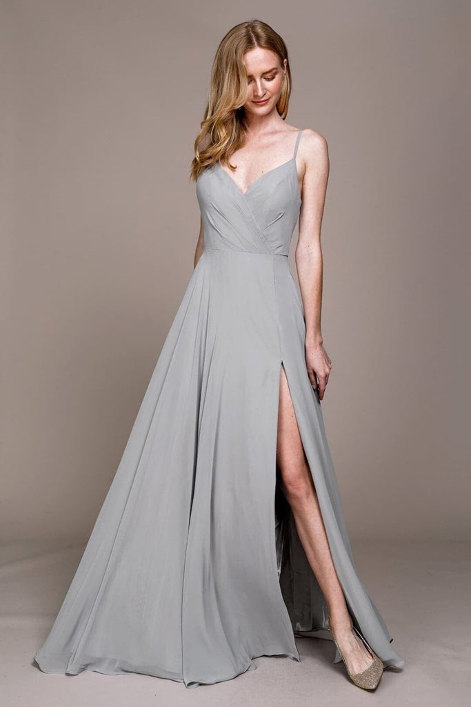 Simple Chiffon Bridesmaids Dress - LAA477 - Grey / 2