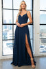 Simple Chiffon Bridesmaids Dress - LAA477 - Navy / 2