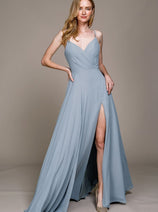 Vintage Blue Bridesmaid Dresses-Inexpensive Amelia Couture 477 Straps Prom