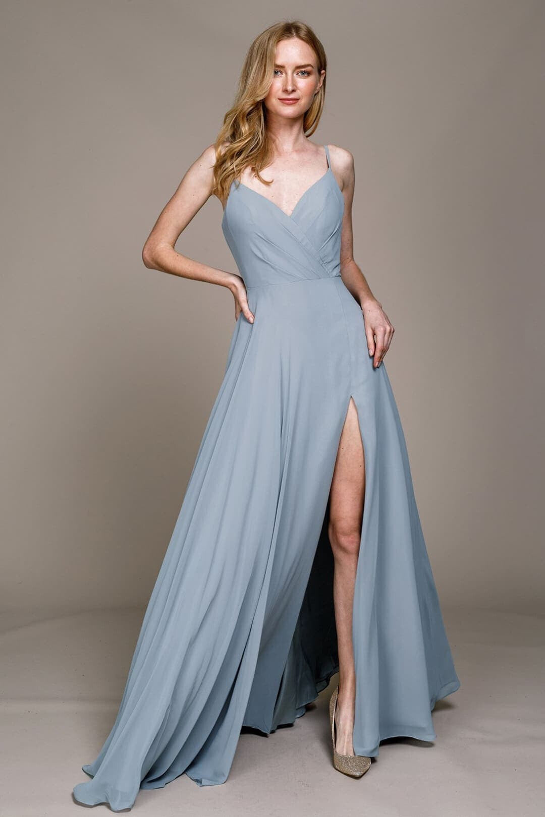 Vintage Blue Bridesmaid Dresses-Inexpensive Amelia Couture 477 Straps