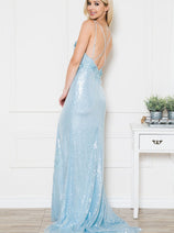 Amelia Couture 5020 Sexy Sequined Floral Open Back Formal Prom Gown