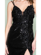 Amelia Couture 5020 Sexy Sequined Floral Open Back Formal Prom Gown