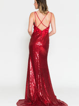Amelia Couture 5020 Sexy Sequined Floral Open Back Formal Prom Gown