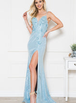 Amelia Couture 5020 Sexy Sequined Floral Open Back Formal Prom Gown