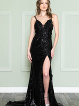 Amelia Couture 5020 Sexy Sequined Floral Open Back Formal Prom Gown