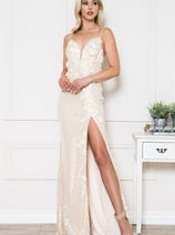 Amelia Couture 5020 Sexy Sequined Floral Open Back Formal Prom Gown