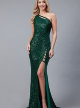 Amelia Couture 5041 Unique One Shoulder Sequin Long Prom Dress