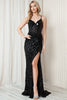 Amelia Couture 5050 Sequin Cut - Glass Embellishment Slit Long Prom Gown - Dress