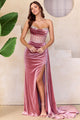 Amelia Couture 5051 Strapless Jewel Embellished Mermaid Side Sash Gown - DUSTY ROSE / 2 - Dress