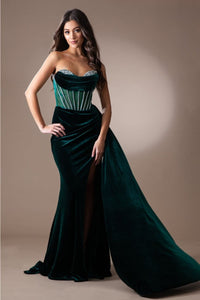 Amelia Couture 5051 Strapless Jewel Embellished Mermaid Side Sash Gown - Dress