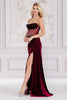 Amelia Couture 5051 Strapless Jewel Embellished Mermaid Side Sash Gown - WINE / 2 Dress