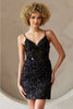 Amelia Couture 5057S V-Neck Sleeveless Sequin Homecoming Dress - BLACK / Dress