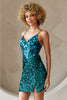 Amelia Couture 5057S V-Neck Sleeveless Sequin Homecoming Dress - EMERALD GREEN / Dress