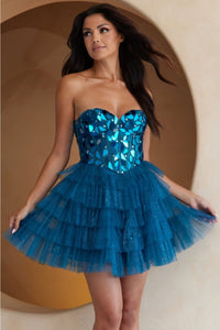 Amelia Couture 5058S Strapless Glitter Homecoming Ruffle Dress - Dress