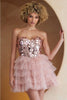 Amelia Couture 5058S Strapless Glitter Homecoming Ruffle Dress - ROSE / Dress