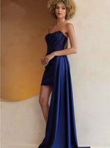 Amelia Couture 5060S Scoop Neck Corset Ruched Short Party Dress