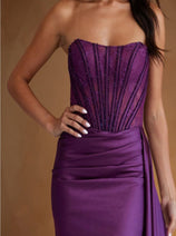 Amelia Couture 5060S Scoop Neck Corset Ruched Short Party Dress