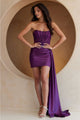 Amelia Couture 5060S Scoop Neck Corset Ruched Short Party Dress - PURPLE / Dress
