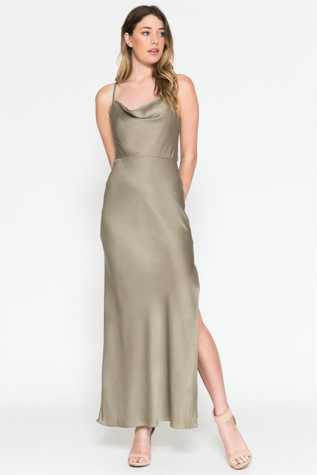 Simple Ankle Length Satin Bridesmaid Dress 6115
