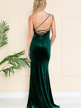 Amelia Couture 6118 Velvet High Slit Long Evening Gown