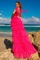 Amelia Couture 6125 Lace Up Back Tiered Ruffled A-line Evening Gown - Dress