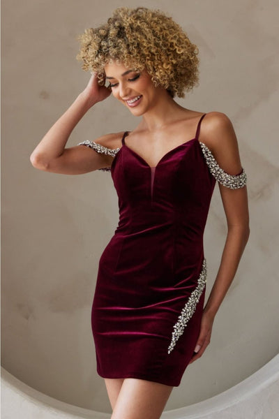 Amelia Couture 6200S Beaded Embellished Velvet Graduation Dress - Dress