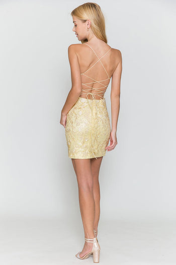 Amelia Couture 7010S Sleeveless Embroidered Short Dress - Dress