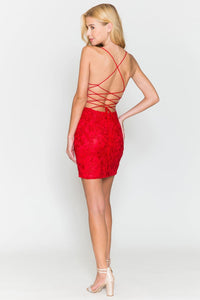 Embroidered Short Cocktail Dress - LAA7010S