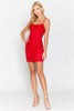 Embroidered Short Cocktail Dress - LAA7010S - RED