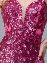 Amelia Couture 7021 V Neck Elegant Sequin Mermaid Dress