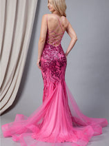 Amelia Couture 7021 V Neck Elegant Sequin Mermaid Dress