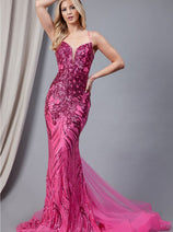 Amelia Couture 7021 V Neck Elegant Sequin Mermaid Dress