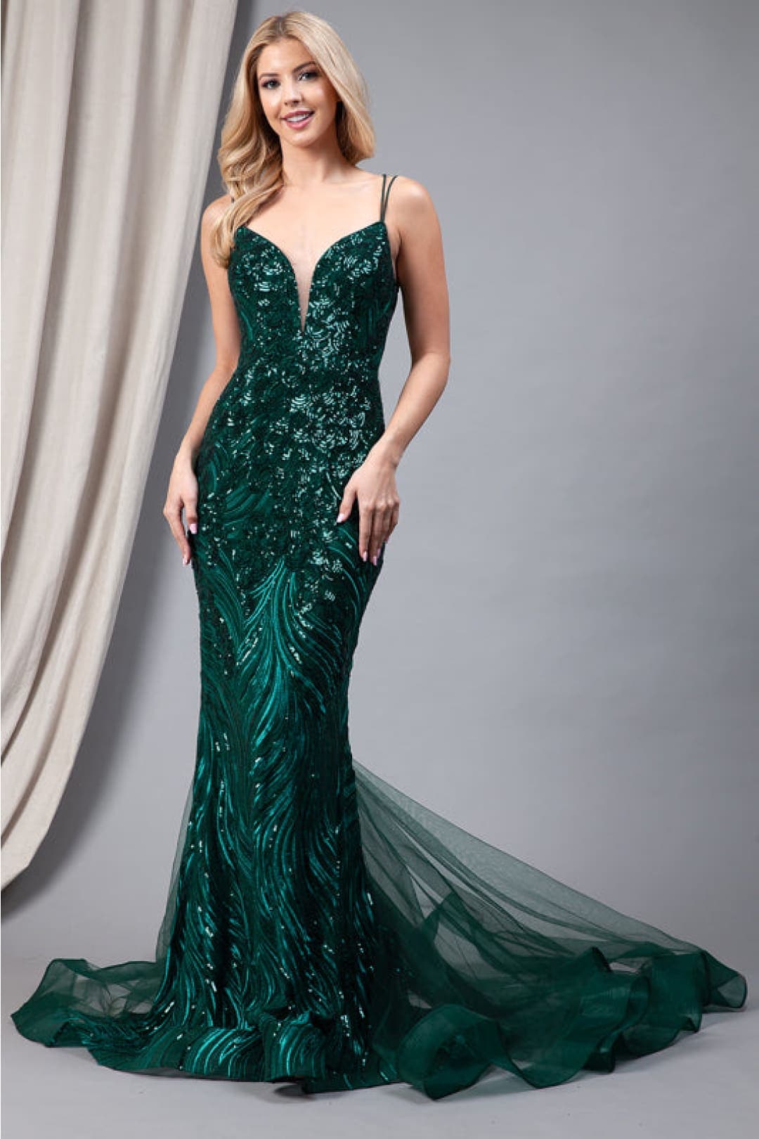 Mermaid Prom Dress 2023 With Illusion Back Emerald Green Sequin Dress - Etsy