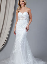 Amelia Couture 7024B Long Strapless Embroidered White Wedding Dress