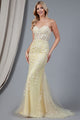 Amelia Couture 7024 Sweetheart Mesh Corset Mermaid Prom Dress - YELLOW