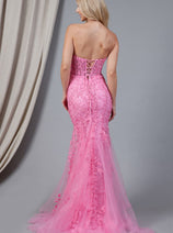 Amelia Couture 7024Y Strapless Floral Embroidered Yellow Prom Dress