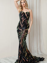 Mermaid Train Sweetheart Sequin Evening Dress 7028