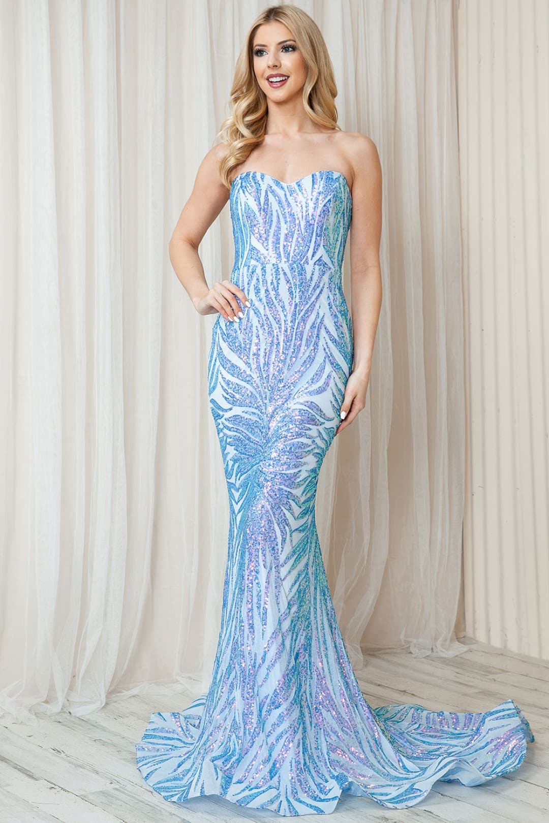 Glittery Mermaid Dress - Blue