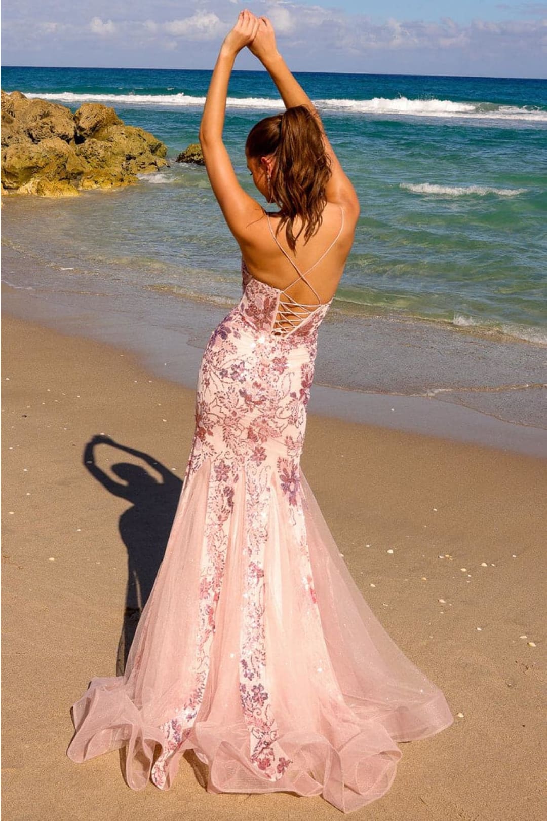 Amelia Couture 7038 Sleeveless Floral Embellishment Mermaid Dress - Dress