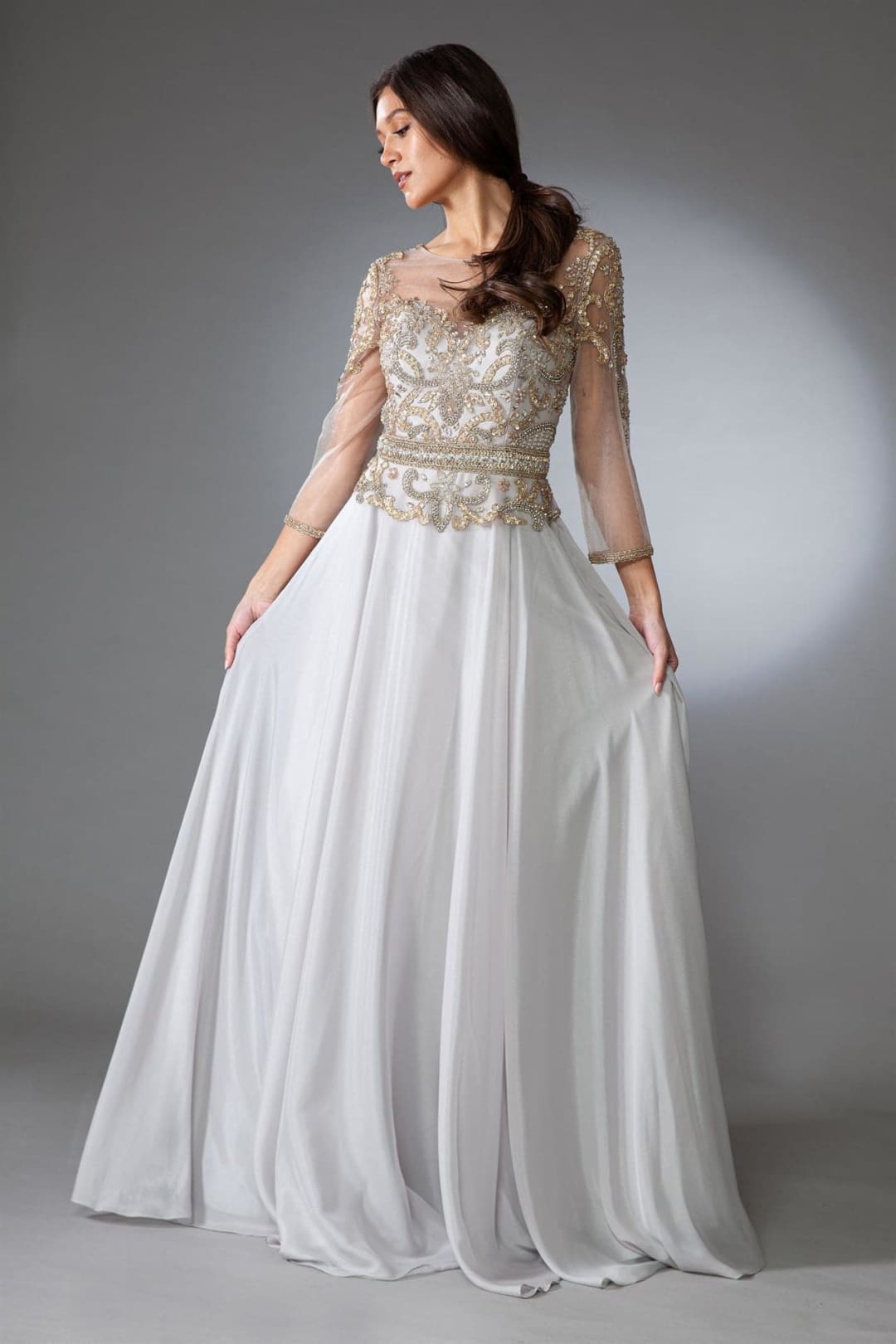 Amelia Couture 7041 Illusion 3/4 Sleeve Mother of the Groom Gown - Dress