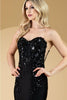 Amelia Couture 7052 Strapless Beaded Embellished Sheer Side Slit Gown - Dress
