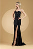 Amelia Couture 7052 Strapless Beaded Embellished Sheer Side Slit Gown - BLACK / Dress